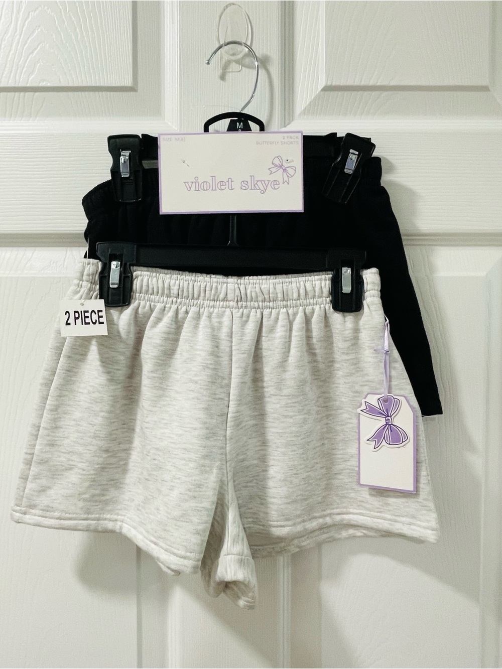 Girls 2-Pack Knit Shorts — Black & Light Gray